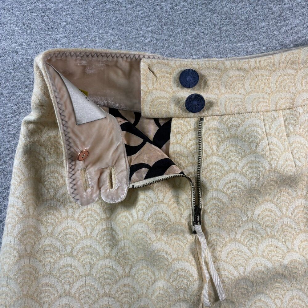 Leifsdottir Anthropologie Skirt Women's 2 Cream Gold Wool Cotton Ruffle - Picture 7 of 9